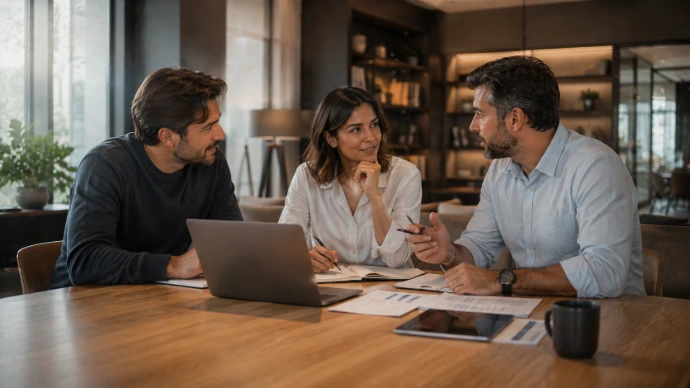 Equipo trabajando sobre la operación de una empresa